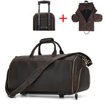 Carregue a imagem no visualizador da Galeria, Luufan Crazy Horse Leather Trolley Bag With Wheels Man Business Travel Bag Shoe Pocket Clothes Cover Suits Luggage Duffel Bags  Amaijoin
