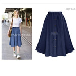 Carregue a imagem no visualizador da Galeria, Women&#39;s High-waisted Loose-fit A- line Denim Skirt Slimming Student Long Dress  Amaijoin
