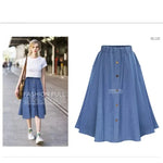 Carregue a imagem no visualizador da Galeria, Women&#39;s High-waisted Loose-fit A- line Denim Skirt Slimming Student Long Dress  Amaijoin
