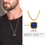 Carregue a imagem no visualizador da Galeria, Men Pendant Necklce Geometric,Tiger&#39;s Eye Stone Necklace Lapis Lazuli Stone Pendant, Mens Necklace Royal Pendant Mens Necklace  Amaijoin
