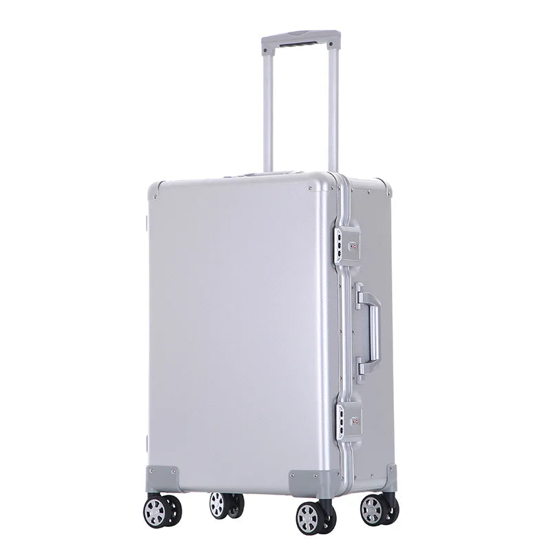 Smooth 100% Aluminum Suitcase Spinner Carry-on Cabin Trolley Case 100 Aluminium Luggage  Amaijoin