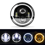 Carregue a imagem no visualizador da Galeria, 7&quot; Round LED Headlight Cafe Racer for Yamaha Harley Road King Jeep Wrangler Jk Halo Angel Eyes 7 Inch Motorcycle LED Headlight  Amaijoin
