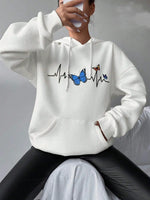 Carregue a imagem no visualizador da Galeria, A Butterfly Dancing On The Tip Of Its Heart Printed Women&#39;S Hooded Harajuku Hoodies Fashion Hoodie Autumn Casual Women Clothing  Amaijoin
