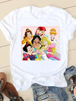 Carregue a imagem no visualizador da Galeria, Women&#39;s T-shirt Short Sleeve Cartoon Graphic Casual Tee Clothes College 90s Style Interconnection Princess Fashion Female  Amaijoin
