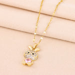 Load image into Gallery viewer, New In Sparkling Sweet Sexy Zircon Crystal Rabbit Pendant Necklaces For Women Trendy Ladies Stainless Steel Neck Chain Jewelry  Amaijoin
