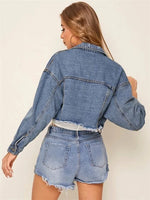 Carregue a imagem no visualizador da Galeria, European and American cross-border denim jacket trend street personality casual style short top denim jacket for women  Amaijoin
