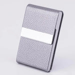 Carregue a imagem no visualizador da Galeria, Business Card Holder PU Leather Business Card Case Name Cards Wallet Slim Metal Pocket Card Organizer Gifts for Men Women Office  Amaijoin
