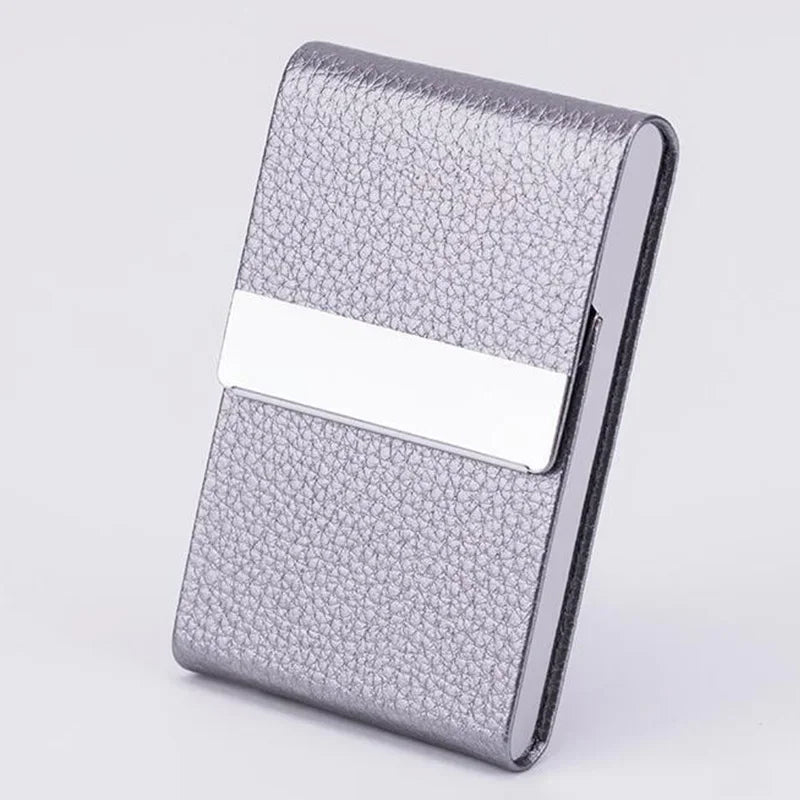 Business Card Holder PU Leather Business Card Case Name Cards Wallet Slim Metal Pocket Card Organizer Gifts for Men Women Office  Amaijoin