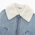 Carregue a imagem no visualizador da Galeria, UNIZERA 2023 Autumn/Winter New Product Women&#39;s New Fashion and Casual Versatile Polo Collar Lamb Wool Denim Fleece Coat  Amaijoin
