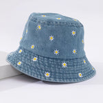 Carregue a imagem no visualizador da Galeria, Little Daisy Embroidered Fisherman Hat for Women in Spring and Summer Fashion Versatile Sunshade and Sunscreen Show Small Face  Amaijoin
