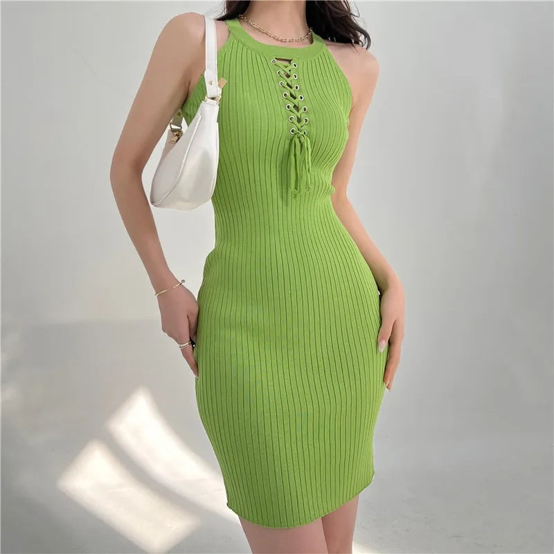 YuooMuoo Chic Fashion Sexy Package Hips Bandage Knitted Summer Dress Women Slim Elastic Bodycon Mini Dress Party Outfits Vestido  Amaijoin