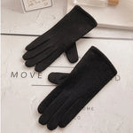 Carregue a imagem no visualizador da Galeria, Women Autumn Winter Cashmere Wool Knit Plush Thick Warm Glove Outdoor Sports Embroidered Touch Screen Cycling Driving Mitten K42  Amaijoin
