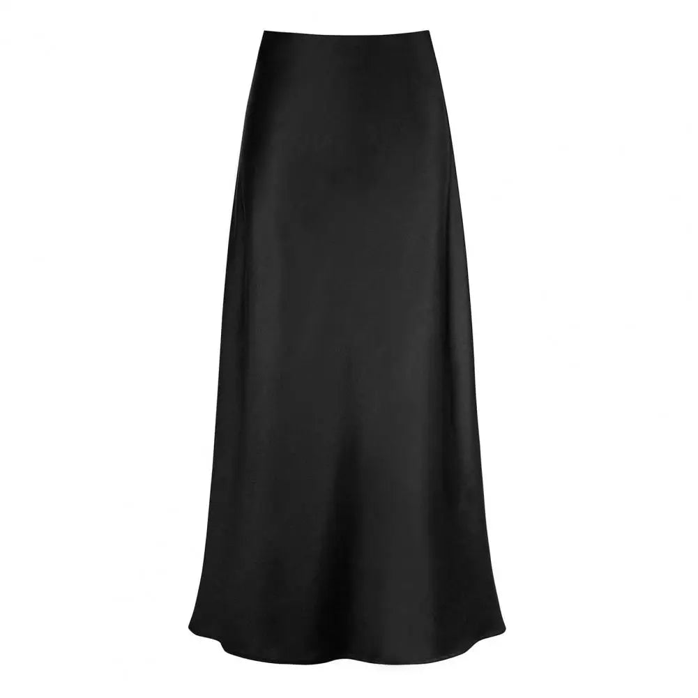 Luxury Satin Fish Tail Skirts For Women Summer Solid Color Smooth Traceless Waist Long Skirt Elegant Wrap Skirt  Amaijoin