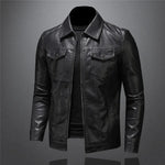 Carregue a imagem no visualizador da Galeria, Men&#39;s Motorcycle Leather Jacket Large Size Pocket Black Zipper Lapel Slim Fit Male Spring and Autumn High Quality Pu Coat M-5Xl  Amaijoin
