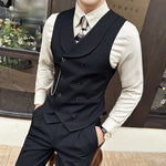 Carregue a imagem no visualizador da Galeria, High Quality Autumn Double Breasted Suit Vest Men Business Formal Sleeveless Vest Slim Fit Wedding Groom Banquet Party Waistcoat  Amaijoin
