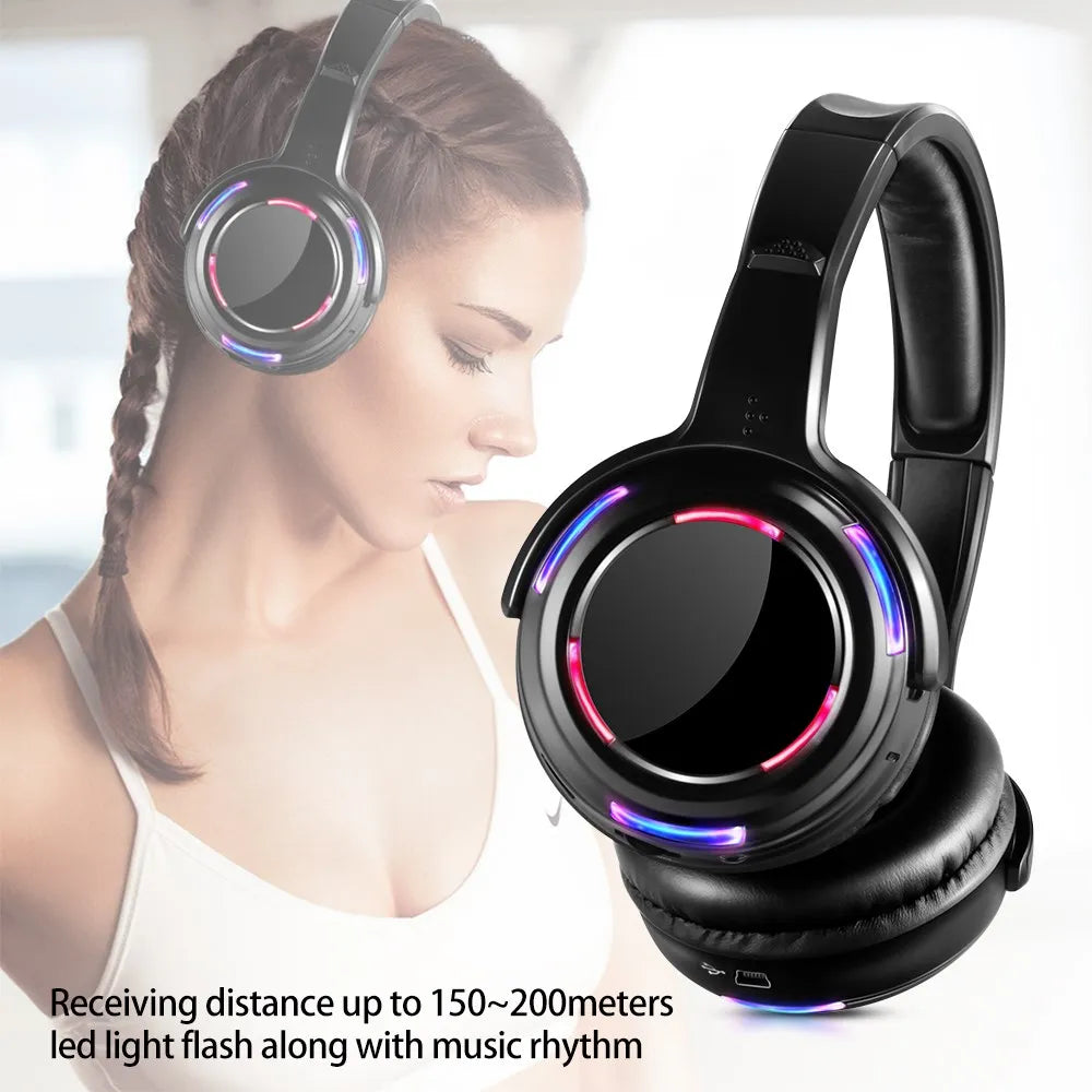 DJ Silent Disco Stereo Wireless Headphone Headset with Led Flashing Light For Quiet Party Clubbing Film  Amaijoin