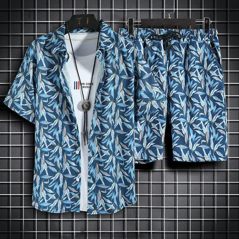 Beach Clothes For Men 2 Piece Set Quick Dry Hawaiian Shirt and Shorts Set Men Fashion Clothing Printing Casual Outfits Summer  Amaijoin