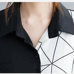 Load image into Gallery viewer, 2023 Spring and Autumn Women&#39;s Polo Button PrintingPatchworkDrawstring Loose Fashion Casual Elegant Commuter Long Sleeve Tops  Amaijoin
