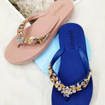 Load image into Gallery viewer, Slippers Women Glitter Flip Flops  Summer 2023 Fashion Outdoor Rhinestone Chain Wedge Beach Slippers Jelly Hawaiian Flat Sandals  Amaijoin
