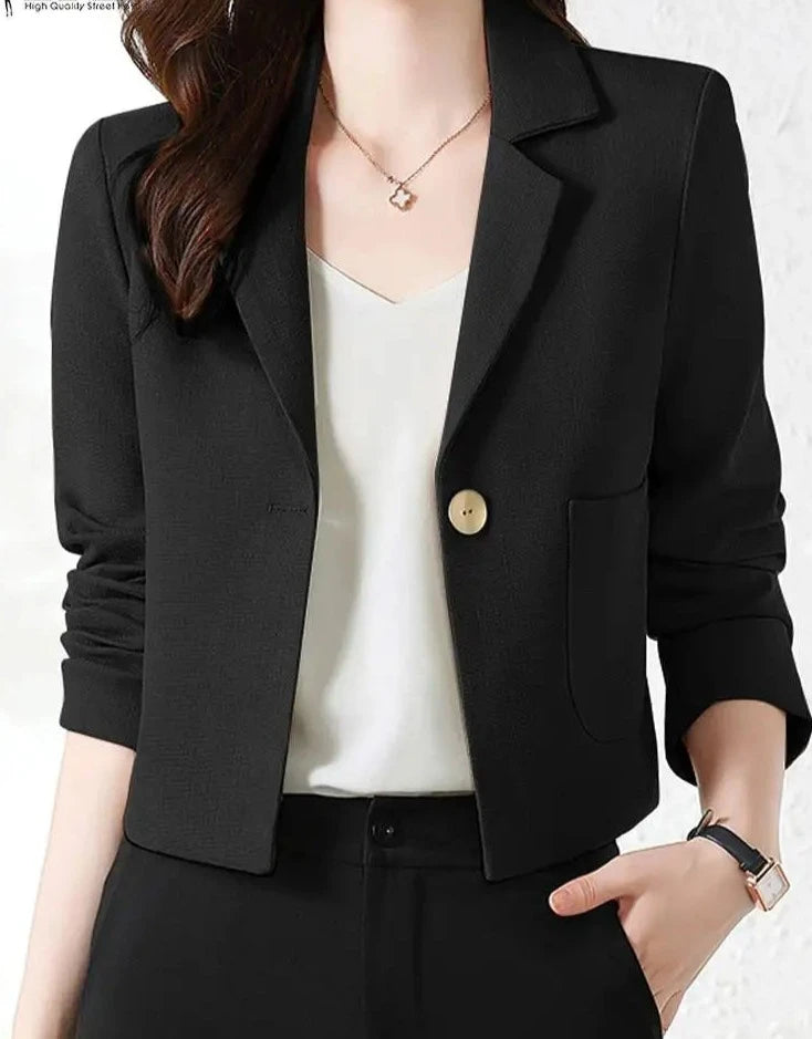 ZANZEA Stylish Women OL Work Blazer Autumn Elegant Office Lady Suits Blazer Casual Solid Crop Top Lapel Neck Long Sleeve Outwear  Amaijoin