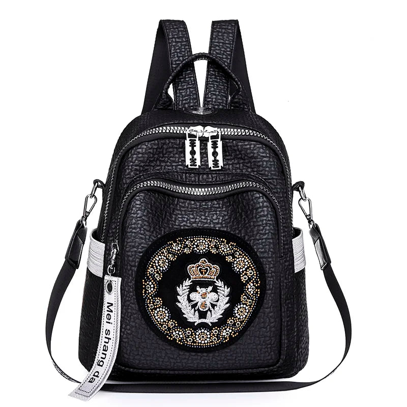 New Women Backpack Luxury High Quality Leather Fashion Shoulder Bag Female Multifunction Large Capacity Travel knapsack Mochila  Amaijoin