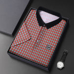 Load image into Gallery viewer, New Men&#39;s Plaid Badge Short Sleeved POLO Shirt Summer Casual Top  Amaijoin
