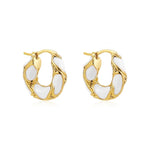 Carregue a imagem no visualizador da Galeria, New Trendy Enamel Color Metal Texture Small Hoop Earrings for Women Gold Plated Statement Ear Buckle Creative Jewelry Gifts  Amaijoin
