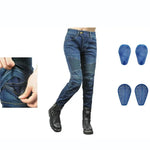 Carregue a imagem no visualizador da Galeria, Motorcycle Pants Pantalon Moto Green Moto Jeans Woman Boyfriends Motorcycle Leisure Women&#39;s Jeans Blue Riding High Waist Jeans  Amaijoin
