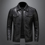 Carregue a imagem no visualizador da Galeria, Men&#39;s Motorcycle Leather Jacket Large Size Pocket Black Zipper Lapel Slim Fit Male Spring and Autumn High Quality Pu Coat M-5Xl  Amaijoin
