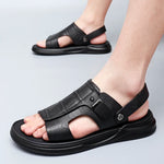 Carregue a imagem no visualizador da Galeria, 2023 High Quality Half Drag Men&#39;s Sandals Leather Men Shoes Casual Comfortable Open Toe Sandals Soft Beach Footwear Male Shoes  Amaijoin
