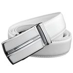 Carregue a imagem no visualizador da Galeria, Elegant White Color Men Women Unisex Leather Belt Genuine Leather Automatic Buckle 3.5cm Width Men Waist Straps for Jeans  Amaijoin
