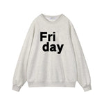 Load image into Gallery viewer, Women Soft O Neck Ladies Vintage Pullovers Casual Tops Hirsionsan 2024 New Spring Autumn Casual “Friday” Letter Print Sweatshirt  Amaijoin
