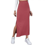 Carregue a imagem no visualizador da Galeria, Women Long Skirts High Waist Bodycon Skirt Women Solid Split Pink Skirt Autumn Winter Streetwear Straight Black Midi Skirt  Amaijoin
