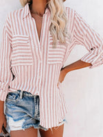 Carregue a imagem no visualizador da Galeria, Women&#39;s Spring/Summer 2024 New Striped Single Breasted Long Sleeve Shirt Women Elegant and Youth Woman Stylish Blouse  Amaijoin
