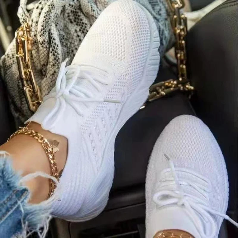 Mesh Breathable Women Casual Sneakers Lace-up Vulcanized Shoes Ladies Platform Sneakers Female Shoes Plus Size Zapatos De Mujer  Amaijoin