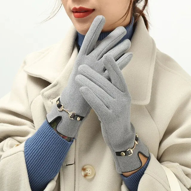 Fashion Lady Glove Mittens Women Winter Vintage Touch Screen Driving Keep Warm Windproof  Dropshiping New Grace mitaine femme  Amaijoin