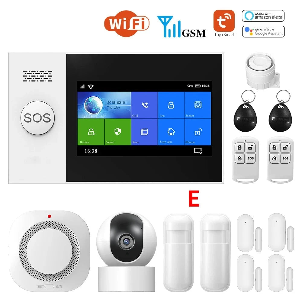 PGST PG-107 Tuya Wireless Home WIFI GSM Home Security With Motion Detector Sensor Burglar Alarm System APP Control Support Alexa  Amaijoin