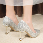 Carregue a imagem no visualizador da Galeria, Lucyever Gold Silver Sequins Women Pumps 2022 Luxury Crystal High Heel Party Wedding Shoes Woman Elegant Pointed Toe Pumps Mujer  Amaijoin
