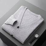 Carregue a imagem no visualizador da Galeria, 100% merino wool men&#39;s cardigan cashmere sweater autumn and winter new knitted coat solid color long sleeve high quality coat  Amaijoin
