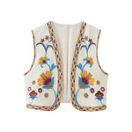 Carregue a imagem no visualizador da Galeria, UNIZER 2023 Autumn/Winter New Women&#39;s Ethnic Retro Flower Embroidery Open Front Vest with Tank Top  Amaijoin
