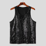 Carregue a imagem no visualizador da Galeria, INCERUN Men Tank Tops Sequins Sparkling O-neck Sleeveless Casual Male Vests Streetwear 2024 Summer Fashion Party Men Clothing  Amaijoin
