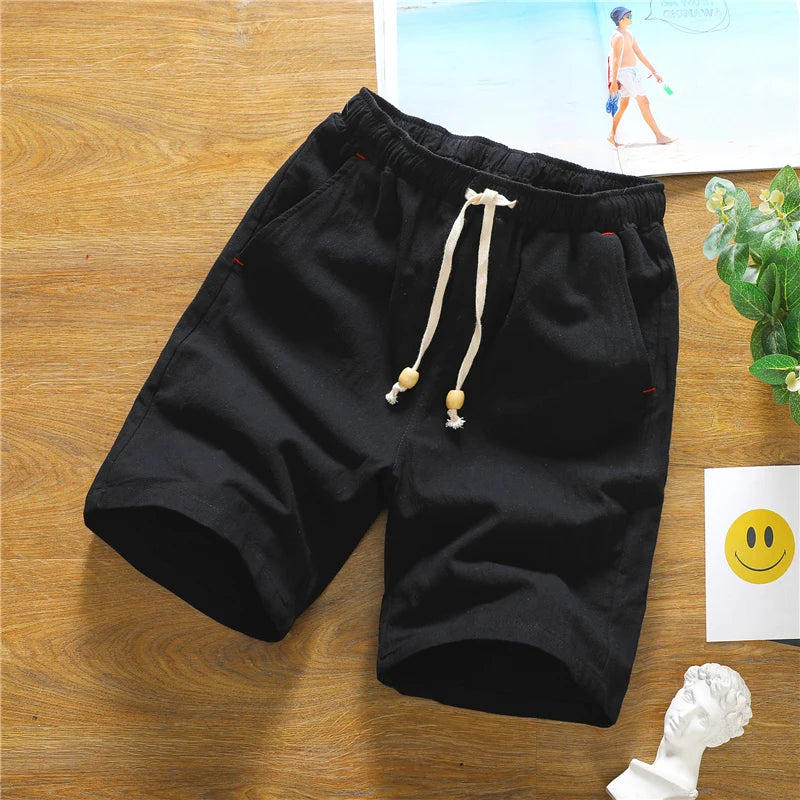 Summer Capris Cotton Hemp Shorts Men's Thin Casual Loose Large Shorts  Amaijoin