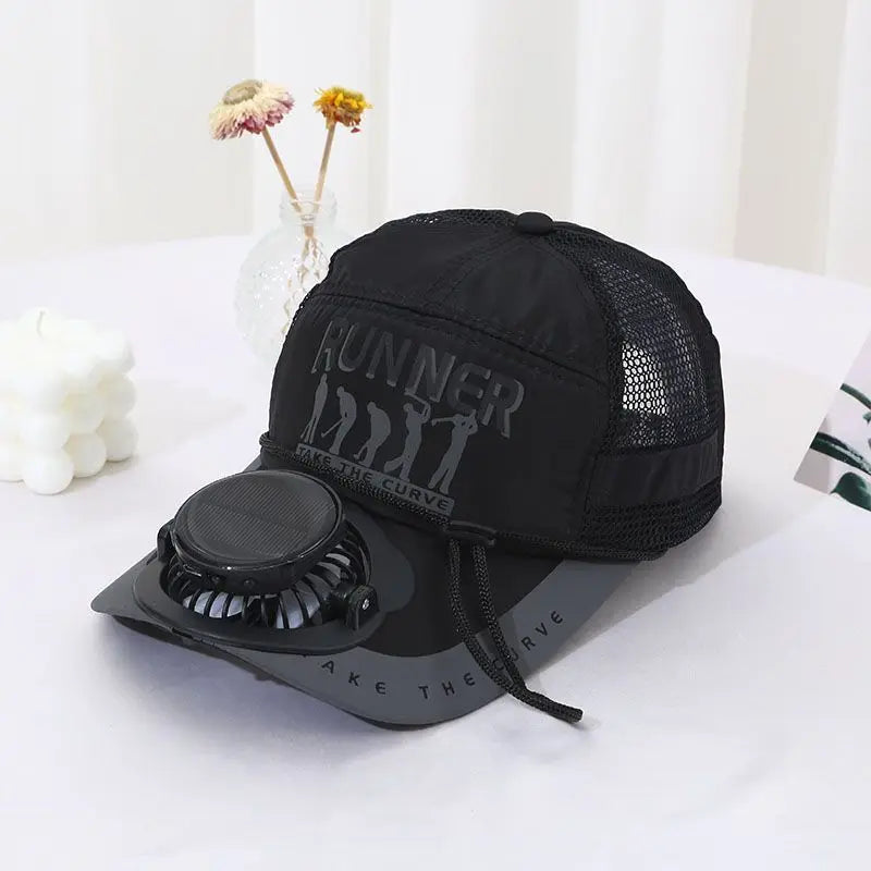 Summer solar charging with fan hat for men and women breathable mesh sun protection outdoor sunshade duck tongue hat  Amaijoin