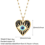 Carregue a imagem no visualizador da Galeria, Boho Heart Evil Blue Eye Necklace for Women Collares Cute Sun Butterfly Gold Color Pendant Long Stainless Steel Chains Choker  Amaijoin
