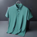 Carregue a imagem no visualizador da Galeria, High quality wrinkle resistant ice silk short sleeve t-shirt men&#39;s summer Lapel loose casual solid color top high-end polo men  Amaijoin
