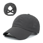 Carregue a imagem no visualizador da Galeria, Summer Solid Color Baseball Caps Golf Wear Women Sport Leisure Cross Ponytail Hat Mesh Quick-Drying Half-Hollow Men&#39;s Peaked Cap  Amaijoin
