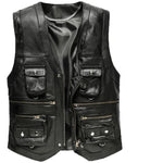 Carregue a imagem no visualizador da Galeria, 2023 Cowhide Genuine Leather Vest Men Waistcoat Male Sleeveless Jacket Thick Motorcycle Vest Multi Pocket leather biker vest  Amaijoin
