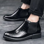 Carregue a imagem no visualizador da Galeria, 38-46 Men Boots 5CM Heel Leather Autumn Fashion Chelsea Shoes Comfortable Brand Black Safety Ankle Flats Cool Gift  Amaijoin
