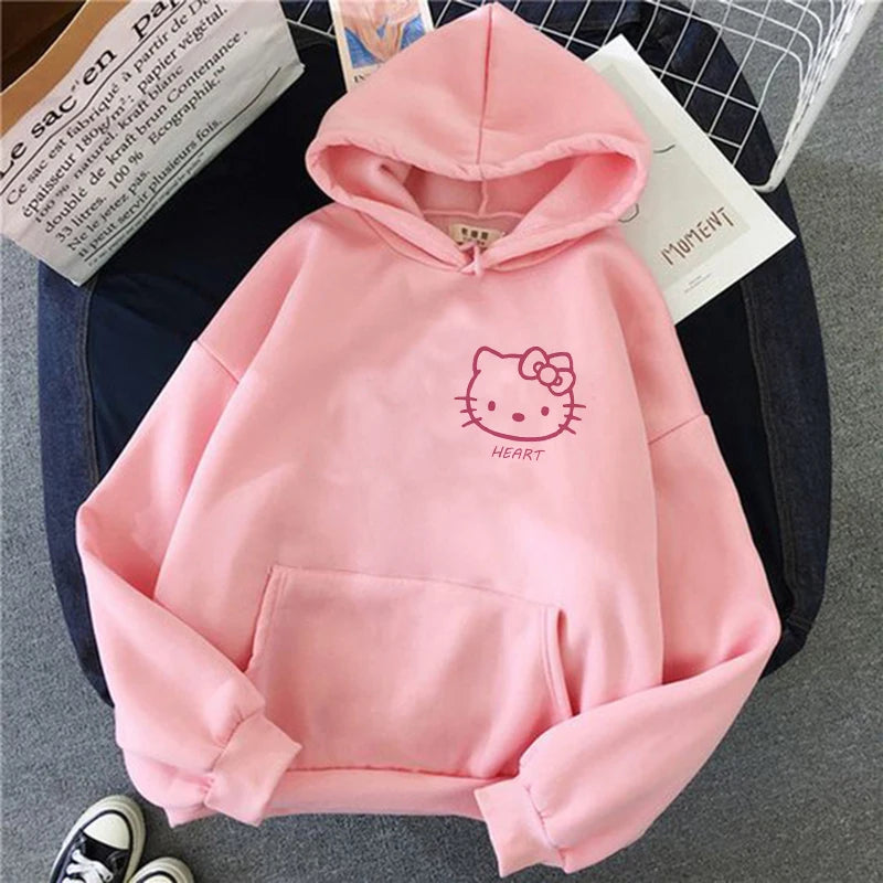 Women 90s Y2k 2000s Hoodies Hello Kitty Hip Hop Hoodie Sanrio Sweatshirt Clothes Tops Sweatshirt Clothing Streetwear  Amaijoin