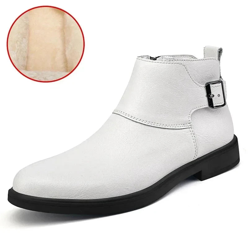 Genuine Leather Men's Motorcycle Boots Classic for Men Ankle Boots 2023 Men Casual Low Top Shoes Side Zipper Male Ankle Boots  Amaijoin